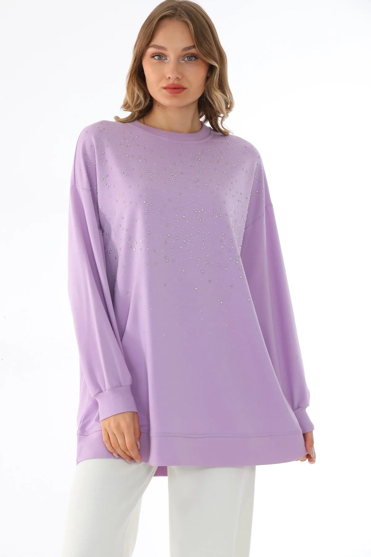IKL Shiny Beaded Tunic Lavender
