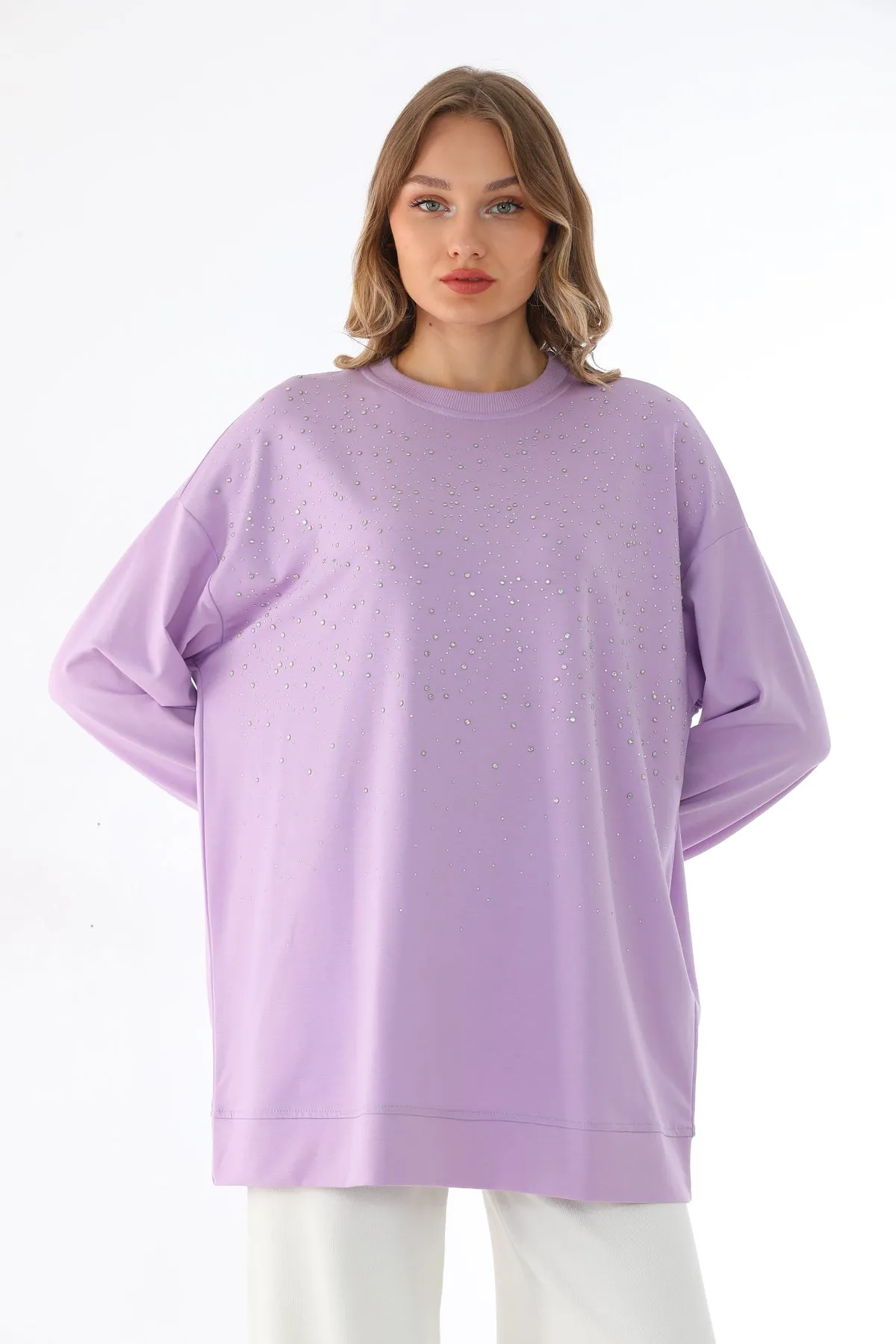 IKL Shiny Beaded Tunic Lavender