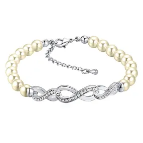 Infinity Pearl Beaded Bracelet Embellished With SWAROVSKI Crystals