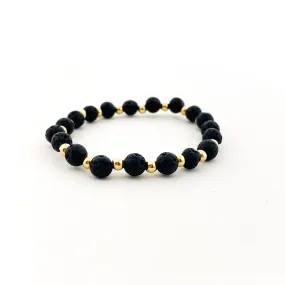 Isabelle Gold Accented Single Pattern Lava Stone Bracelet | 6MM