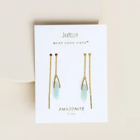 JAXKELLY Threader - Amazonite Gemstone - Gold Earrings