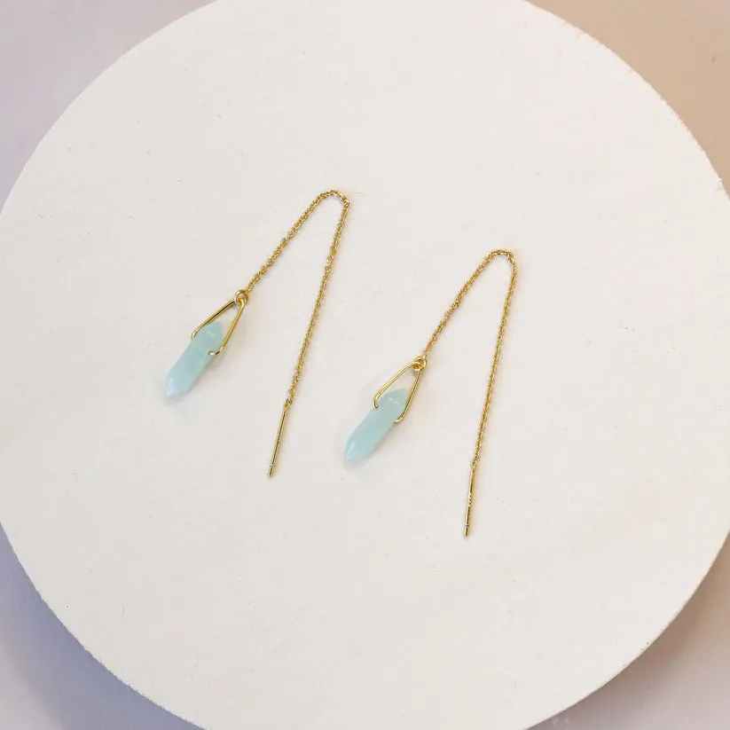 JAXKELLY Threader - Amazonite Gemstone - Gold Earrings