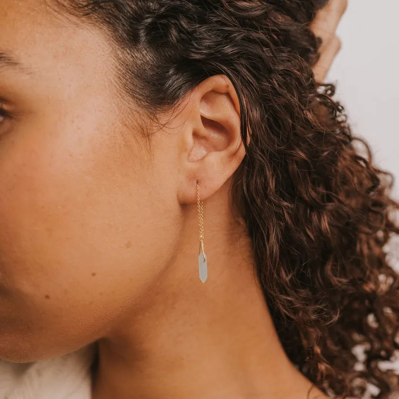 JAXKELLY Threader - Amazonite Gemstone - Gold Earrings