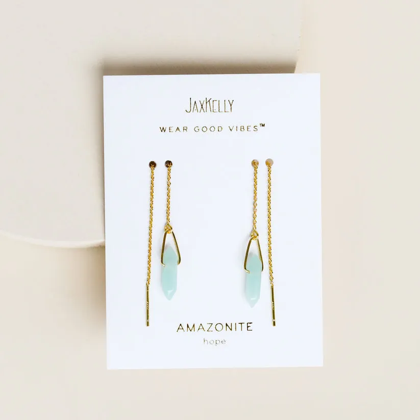 JAXKELLY Threader - Amazonite Gemstone - Gold Earrings
