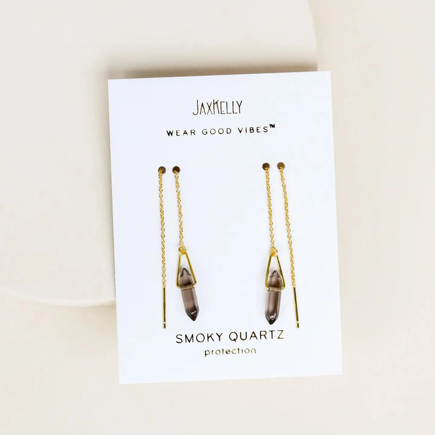 JAXKELLY Threader - Smoky Quartz - Gold Earrings