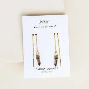 JAXKELLY Threader - Smoky Quartz - Gold Earrings