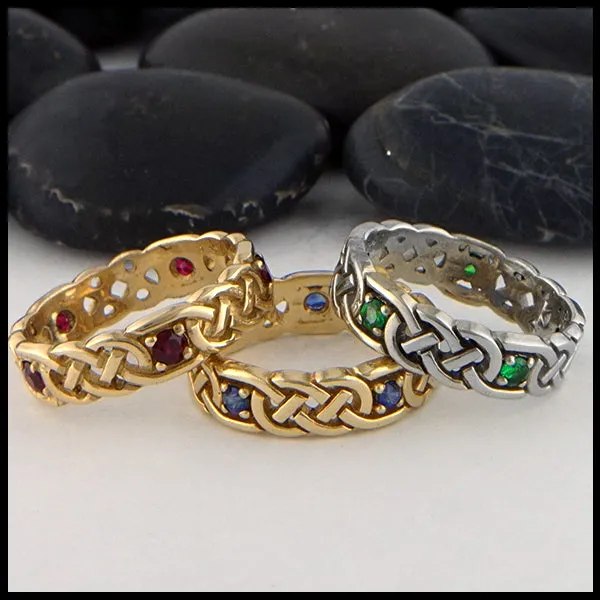 Josephine's Knot Ring with Gemstones in Gold