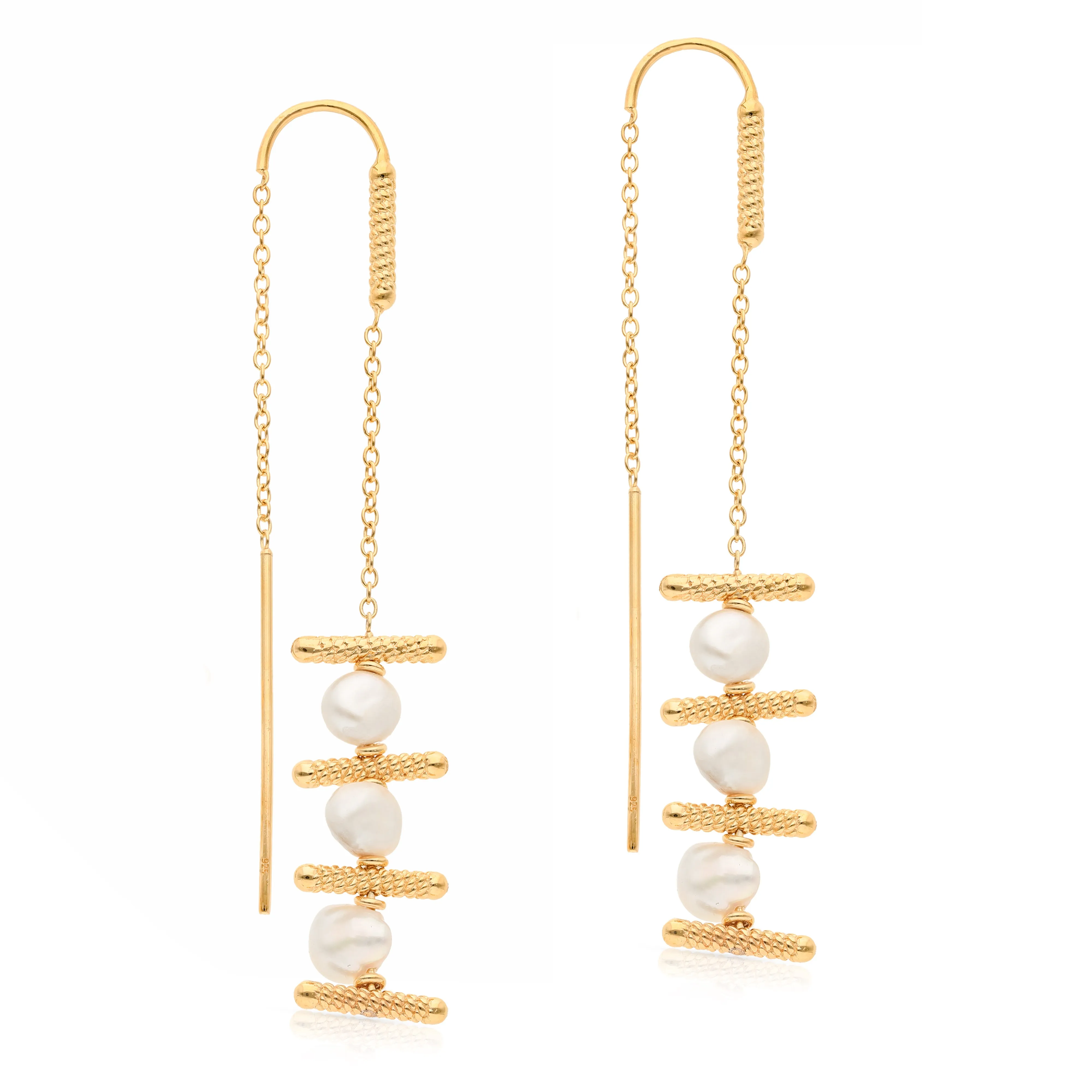 Keshi Pearl Vermeil Threader Earrings