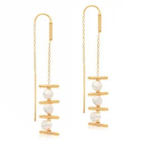 Keshi Pearl Vermeil Threader Earrings