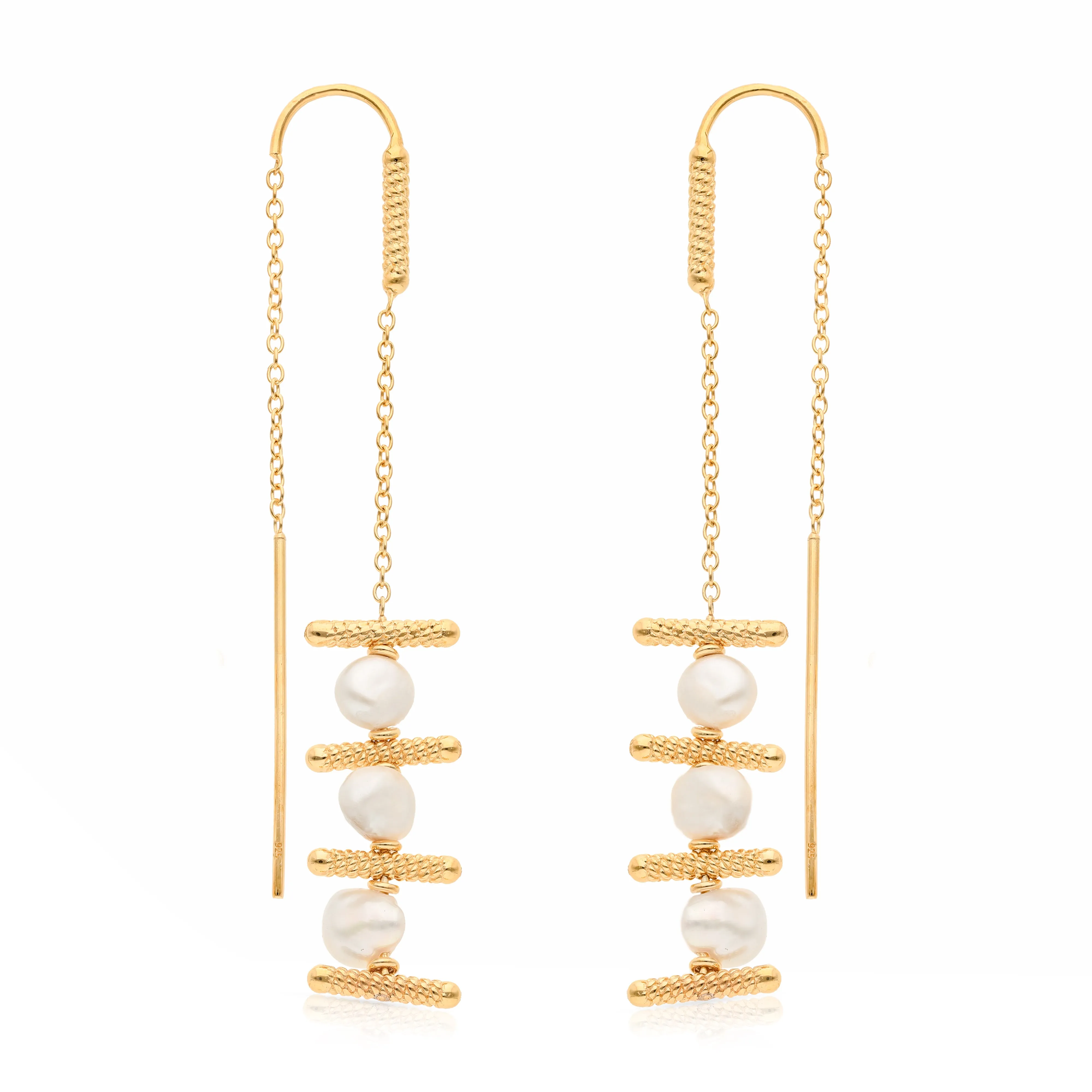 Keshi Pearl Vermeil Threader Earrings