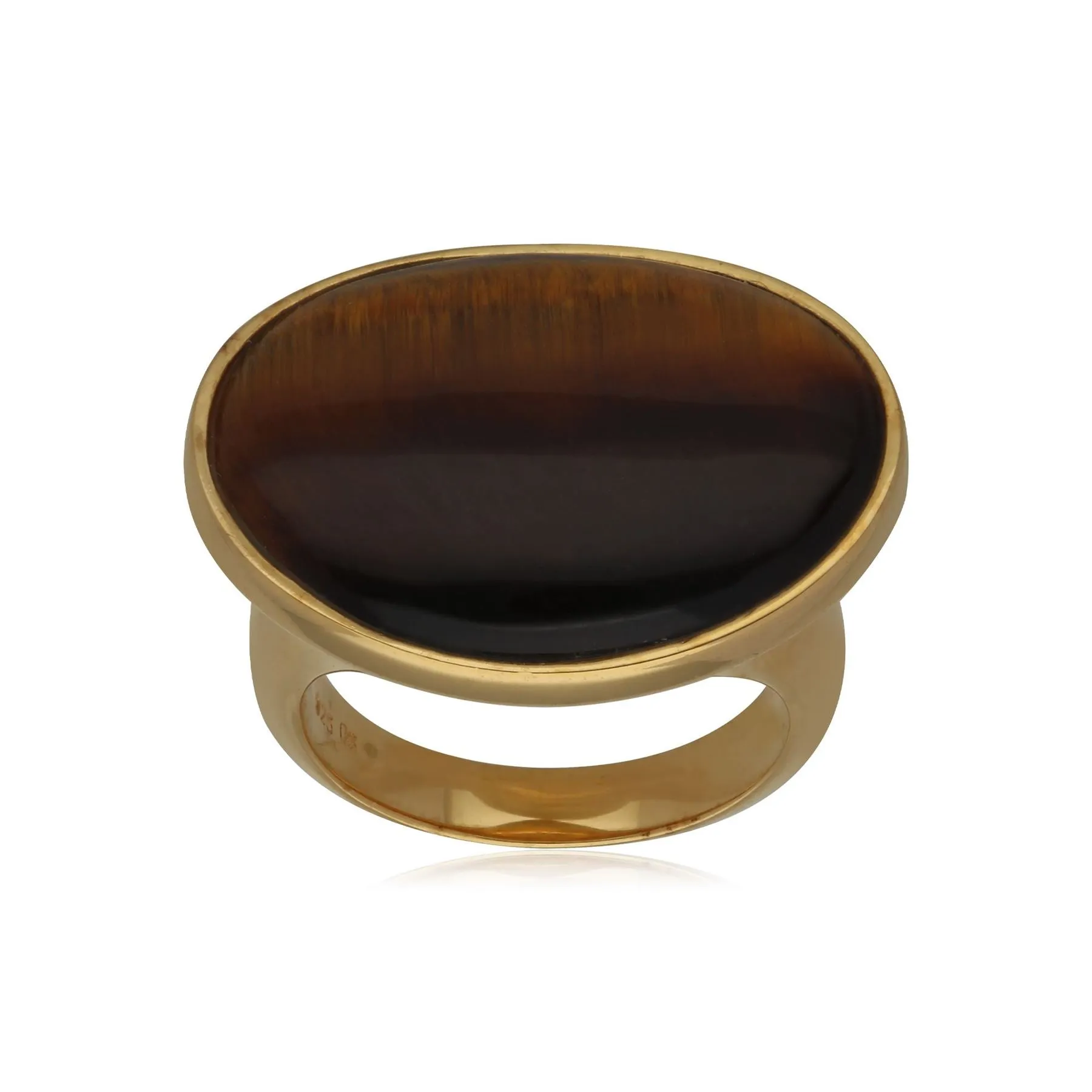 Kosmos Tigerauge Cocktail Ring in Vergoldetem Sterling Silber