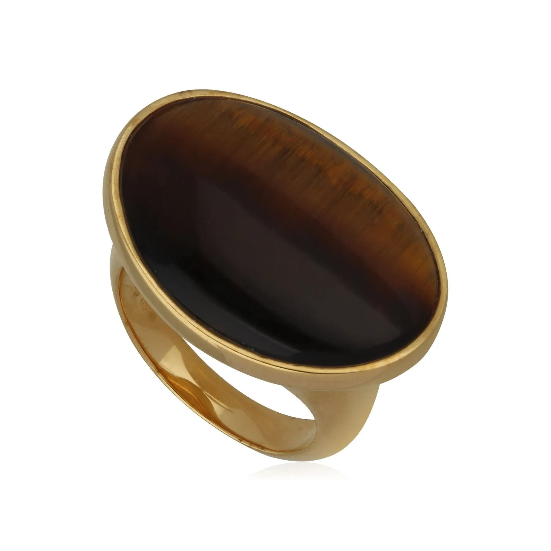 Kosmos Tigerauge Cocktail Ring in Vergoldetem Sterling Silber