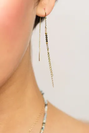 Labradorite Zircon Pyrite Threader Earrings
