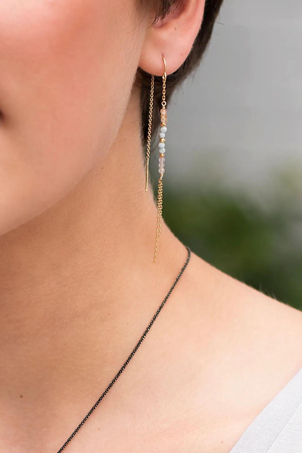 Larimar Threader Earrings
