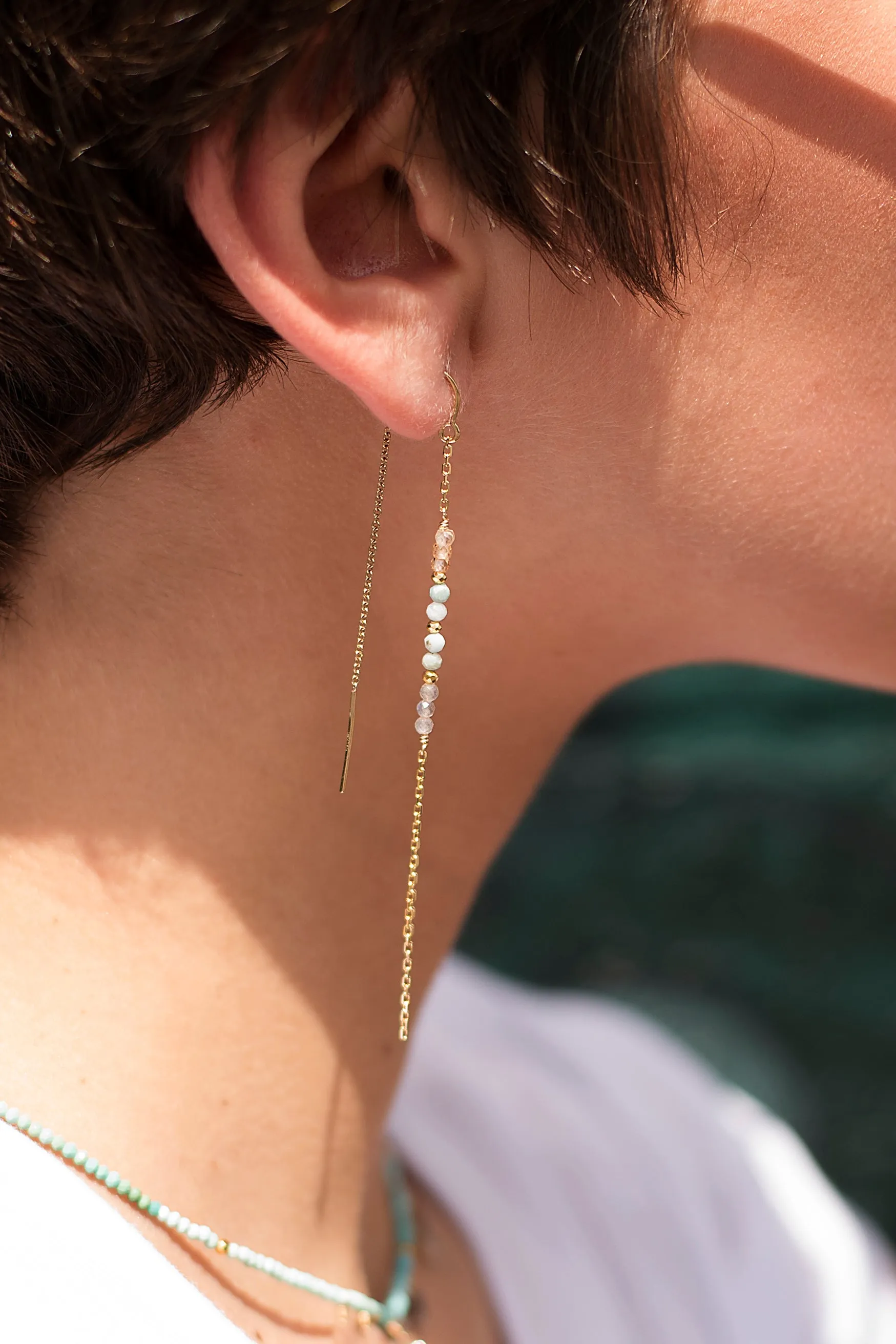 Larimar Threader Earrings