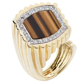 Le Triomphe Tiger's Eye, Diamond and Gold Ring