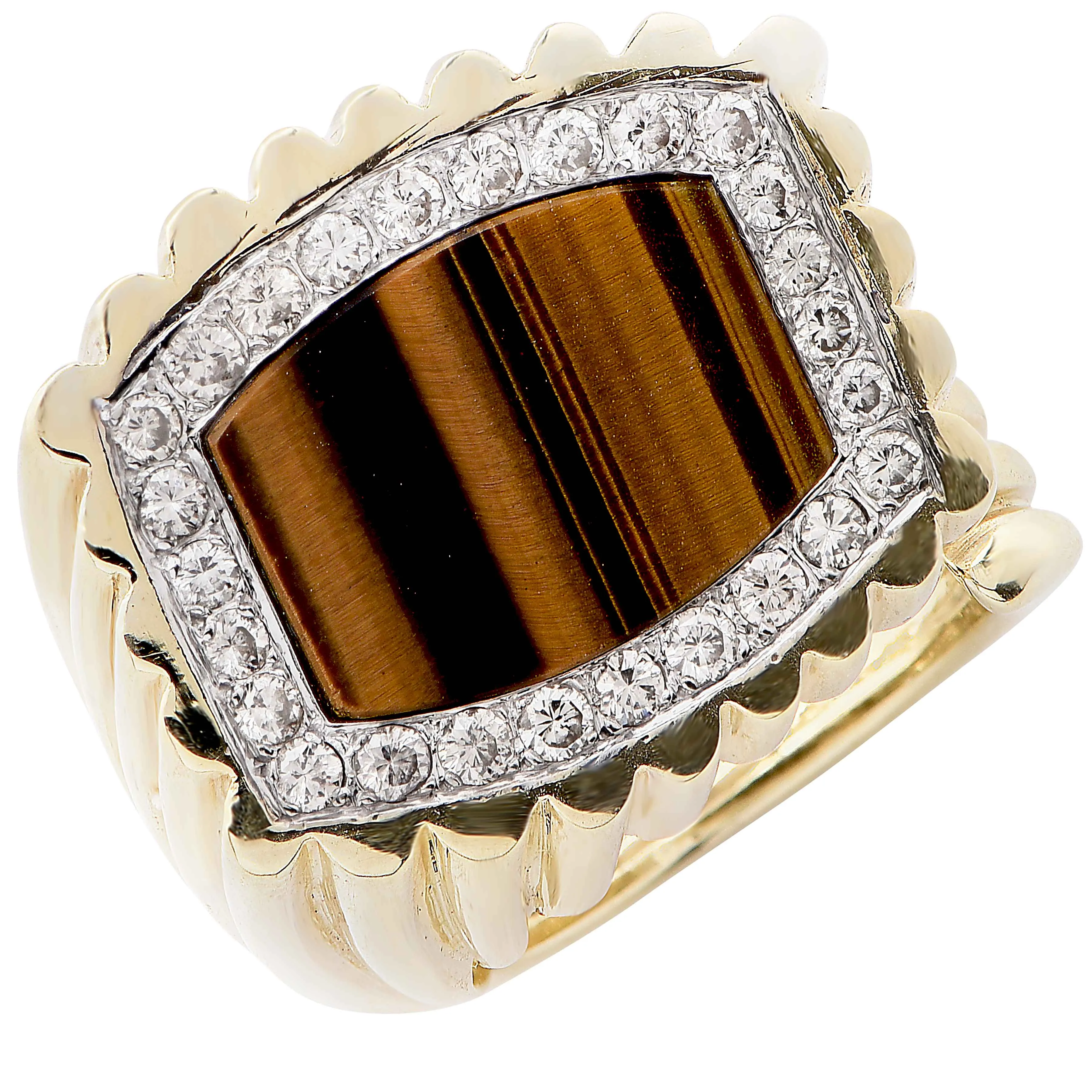Le Triomphe Tiger's Eye, Diamond and Gold Ring