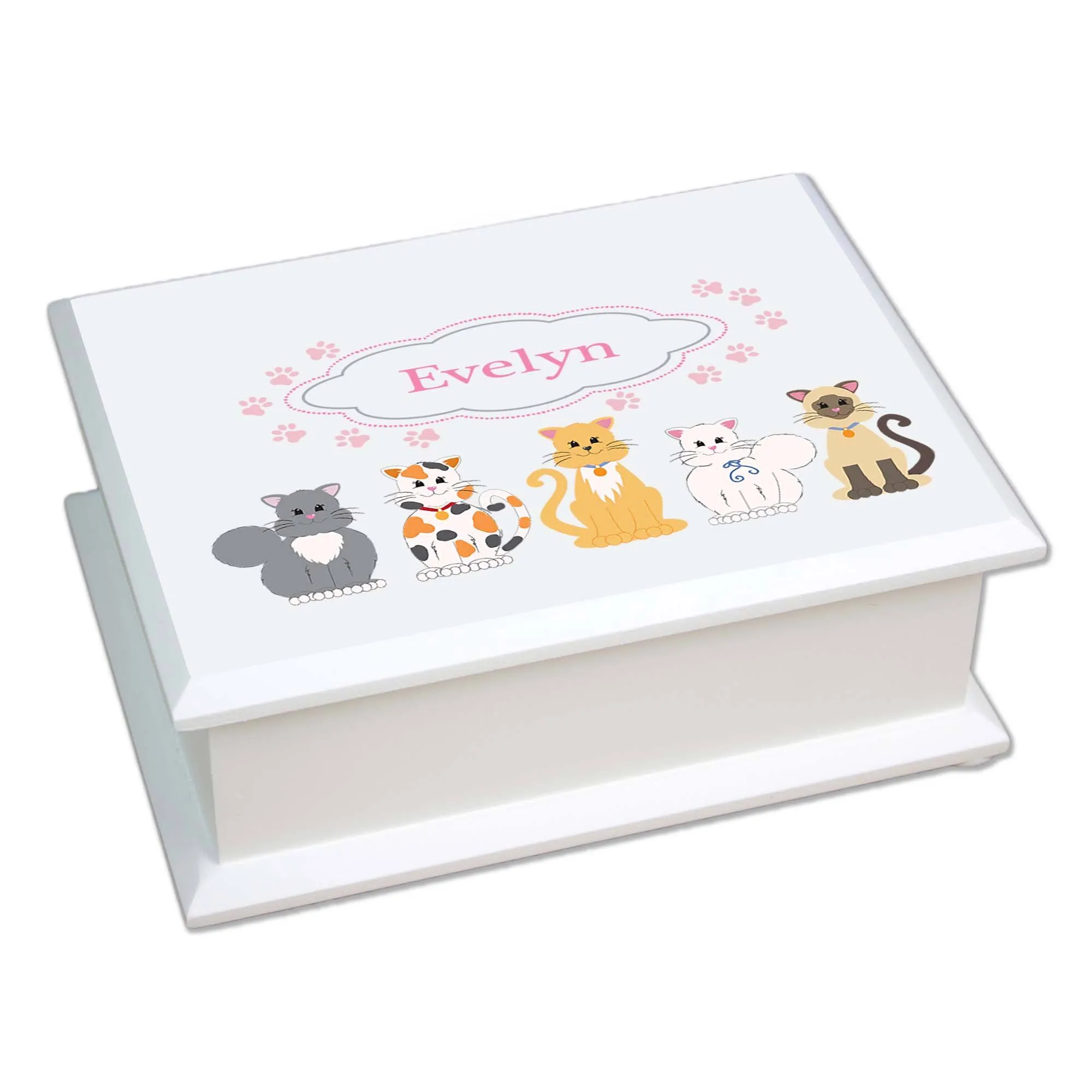 Lift Top Jewelry Box - Pink Cats