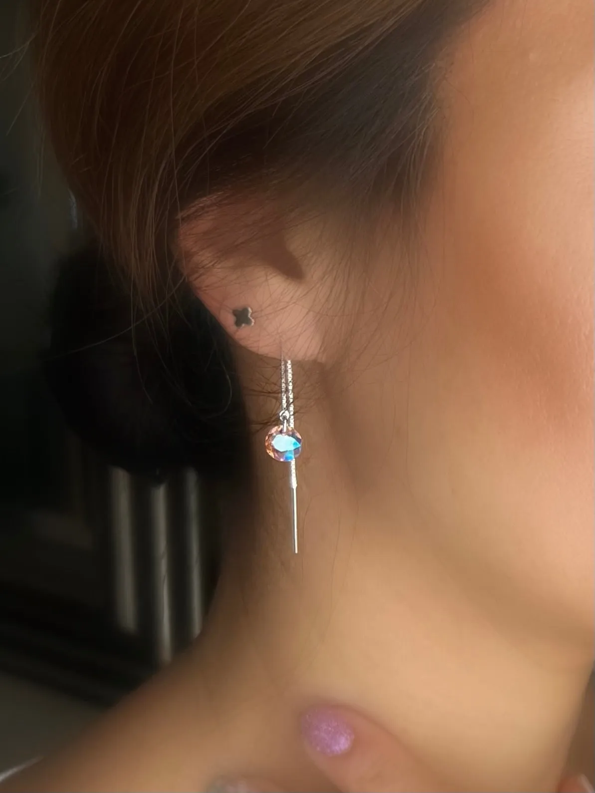 Light Rose Threader Earrings