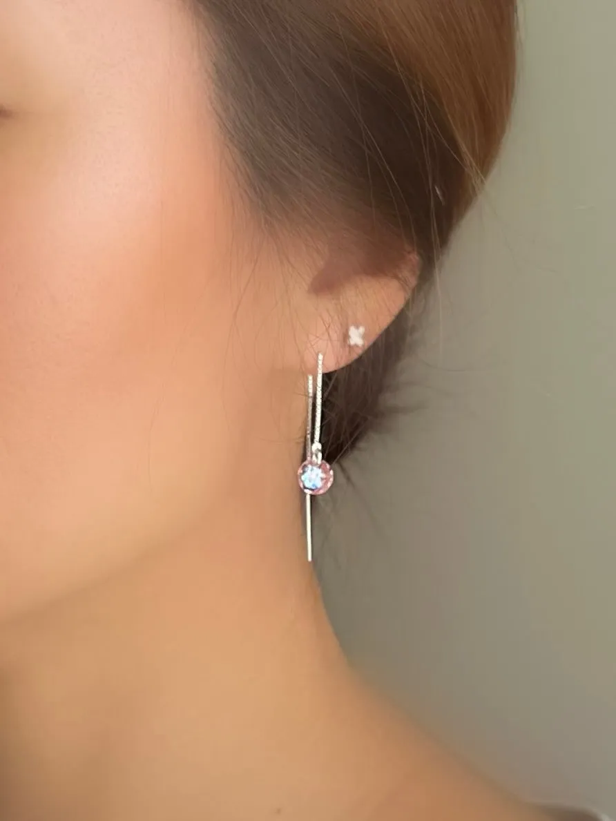 Light Rose Threader Earrings
