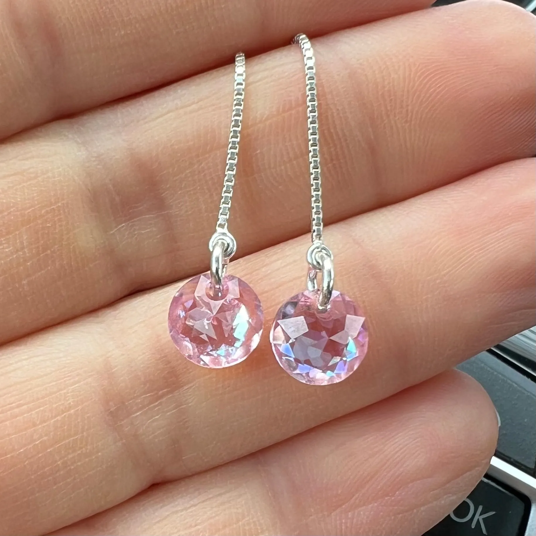 Light Rose Threader Earrings