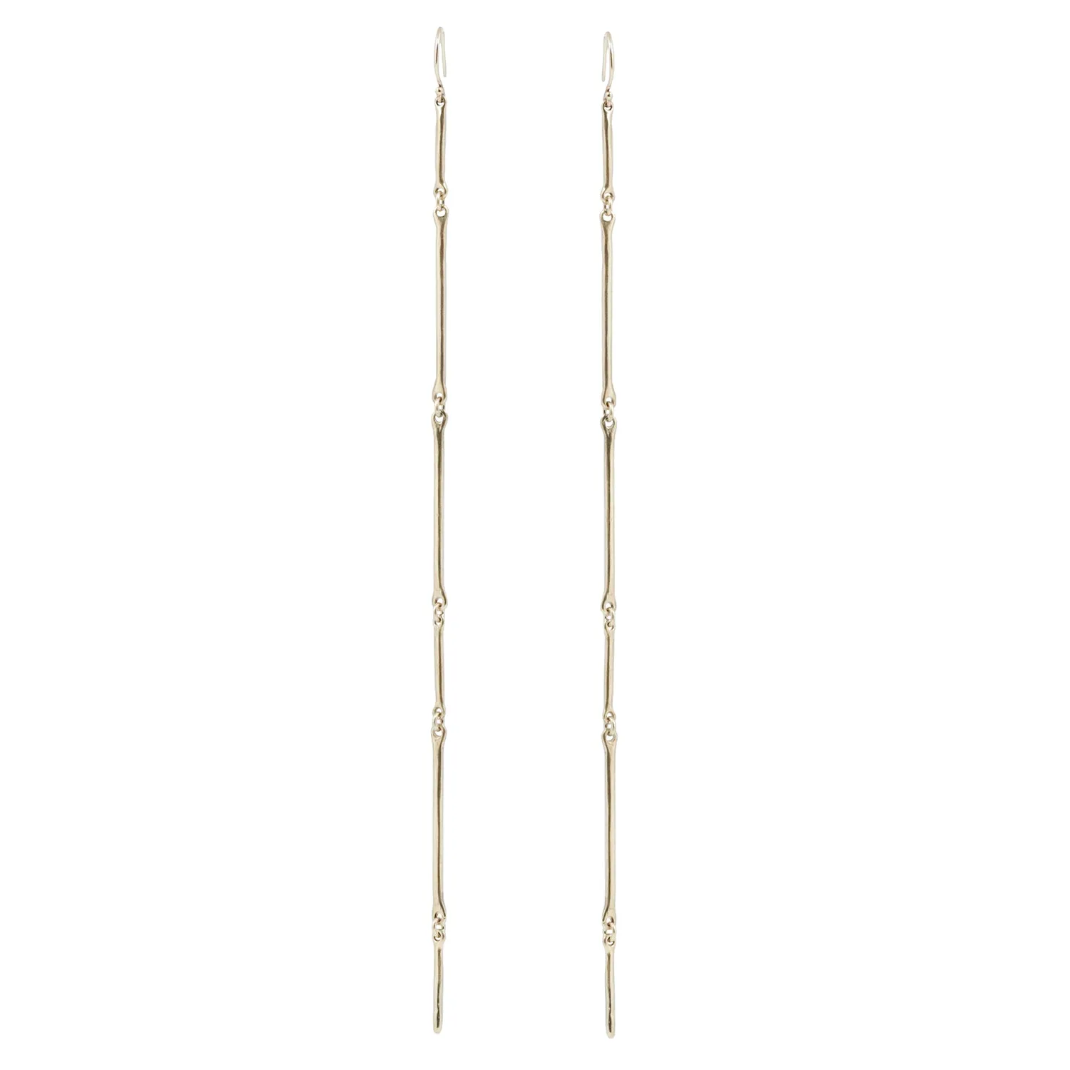 Long Gold Cast Line Earrings