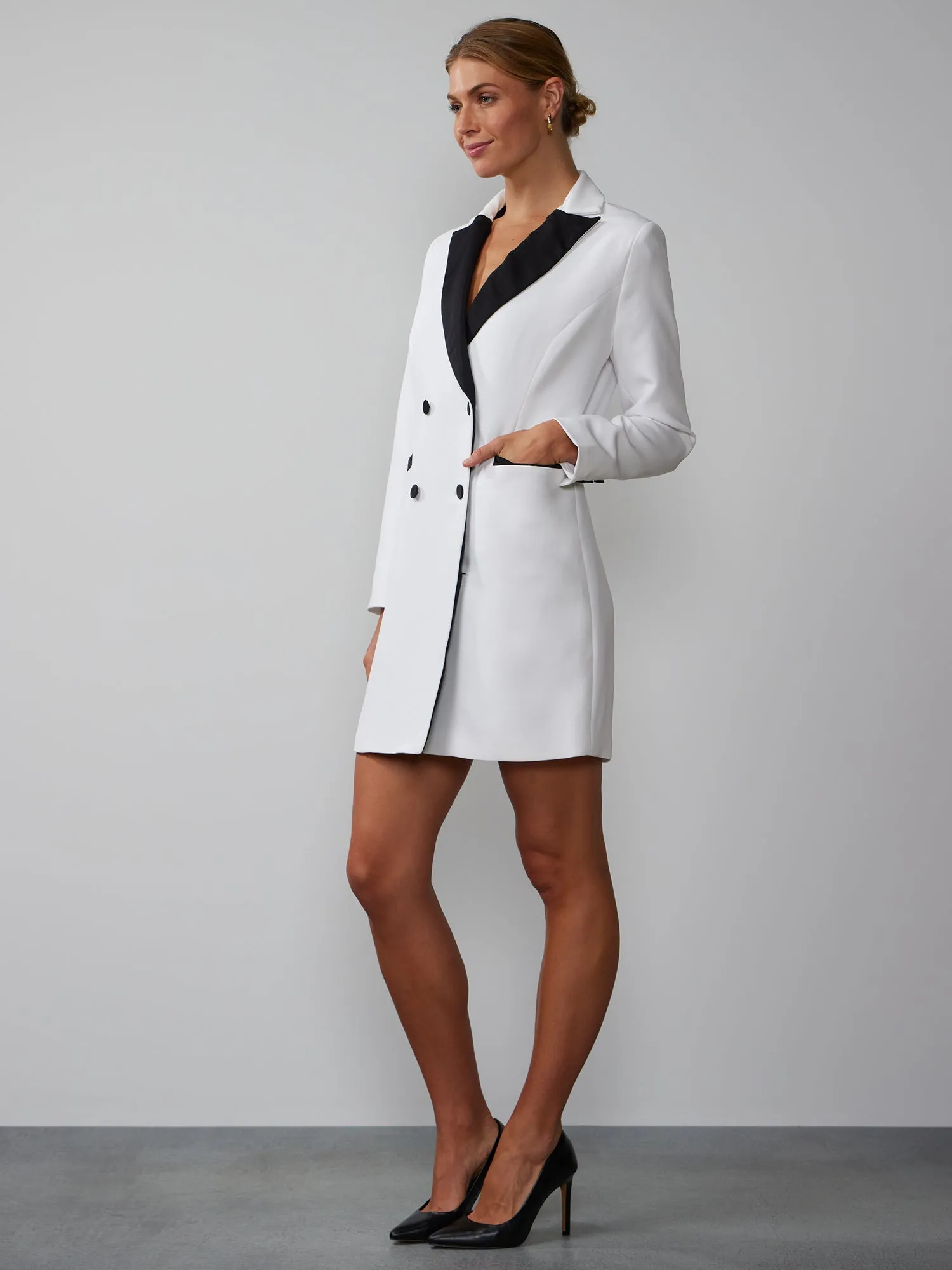 Long Sleeve Double Breasted Tuxedo Dress