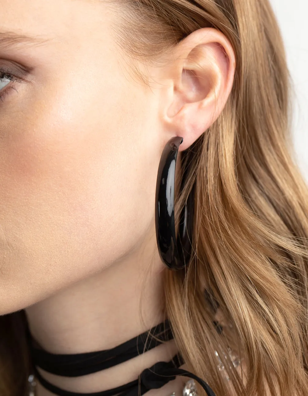 Matte Black 60mm Hoop Earrings