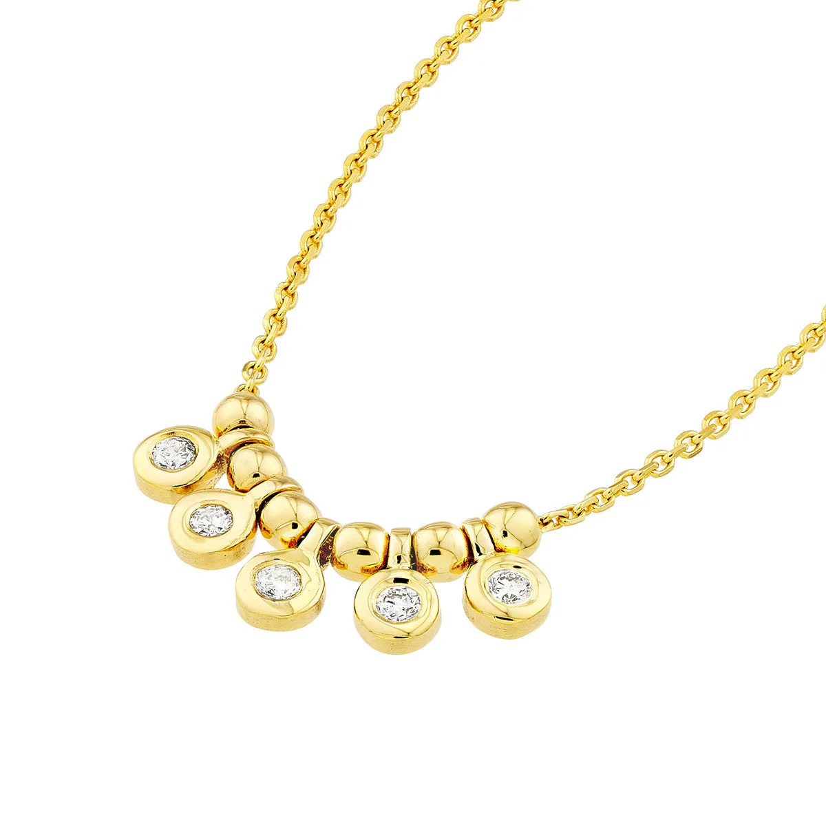 Mini Diamond Bezel and Bead Necklace