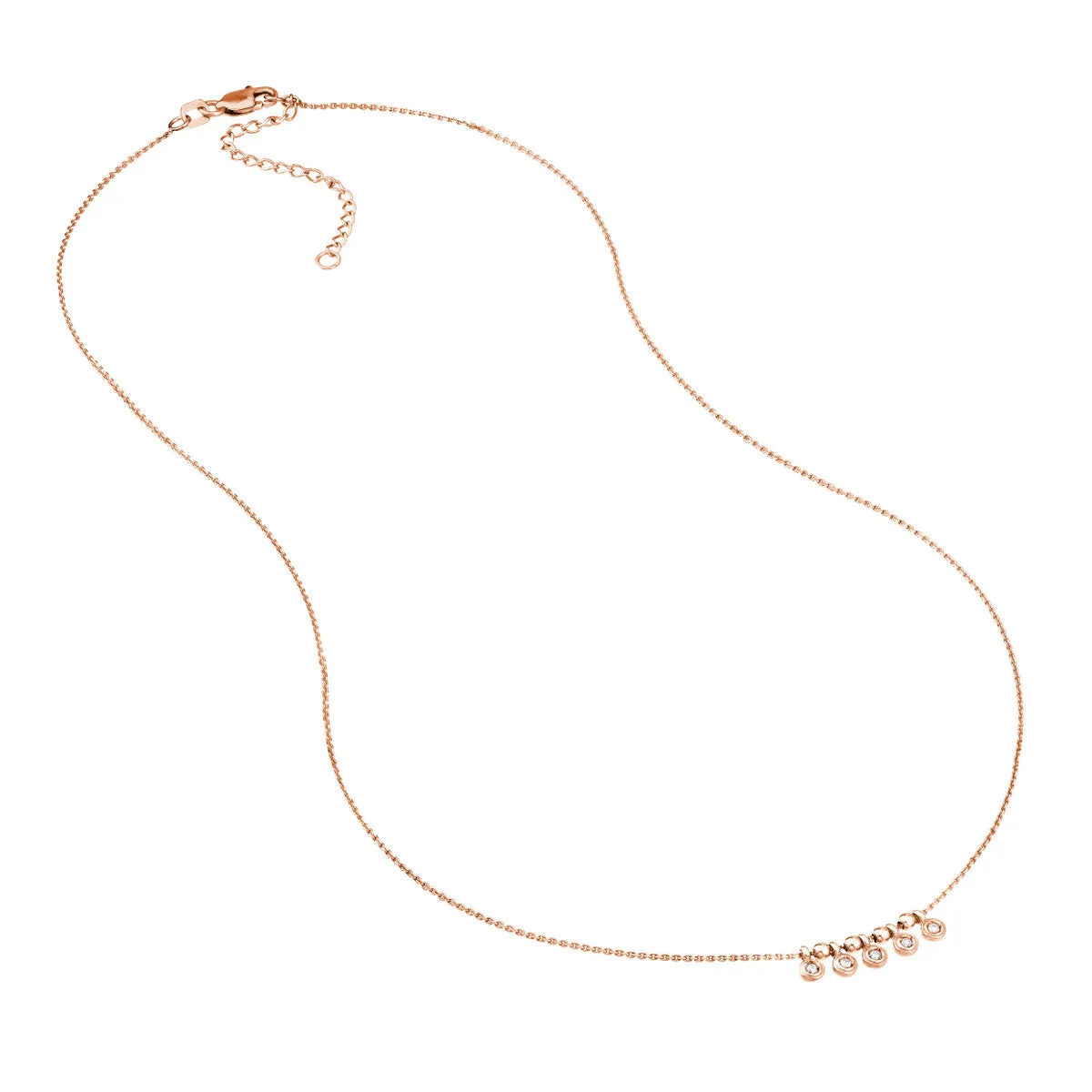 Mini Diamond Bezel and Bead Necklace