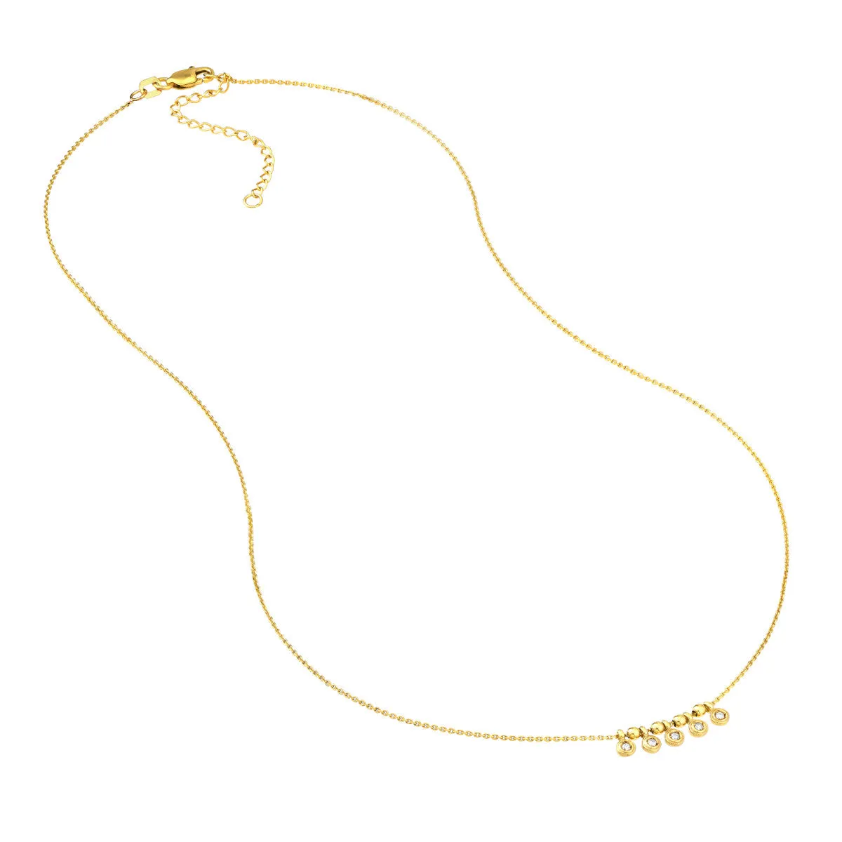 Mini Diamond Bezel and Bead Necklace