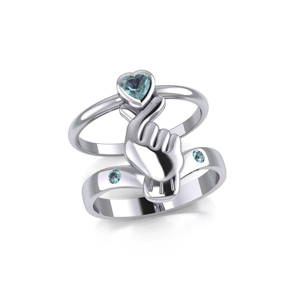Mini Heart of Love Silver Commitment Band Ring TRI1943