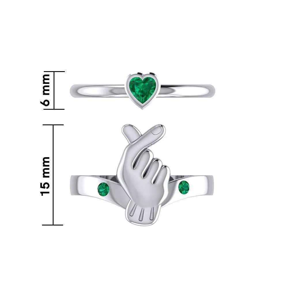Mini Heart of Love Silver Commitment Band Ring TRI1943