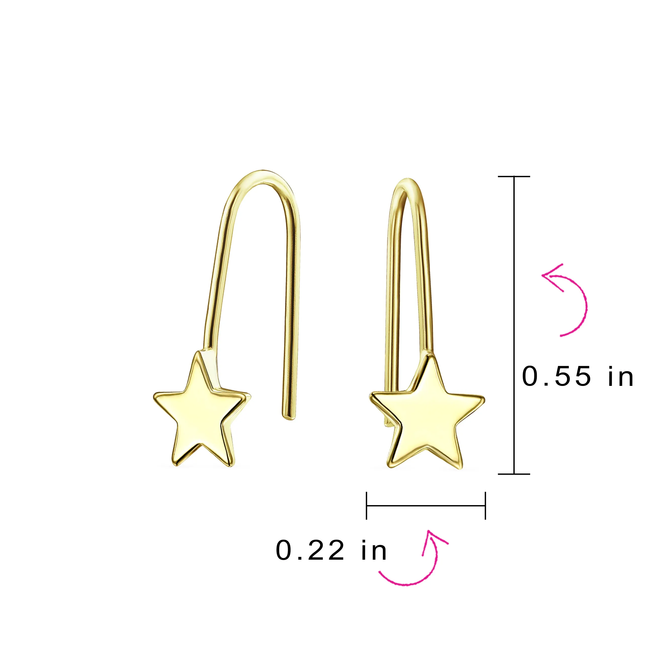 Minimalist Alphabet Dangle Earrings in 14K Yellow Gold - Celestial Patriotic Style