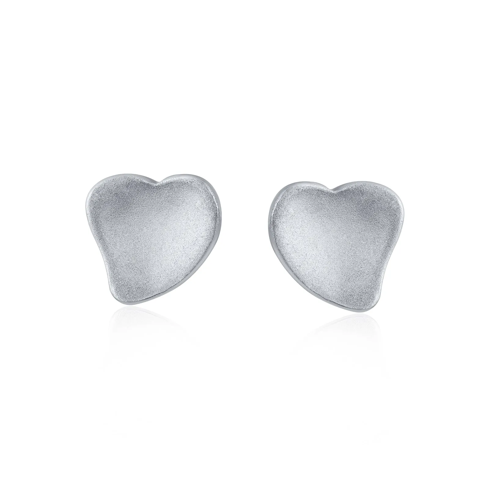 Minimalist Heart Shaped Stud Earrings in Polished Sterling Silver for Girlfriend