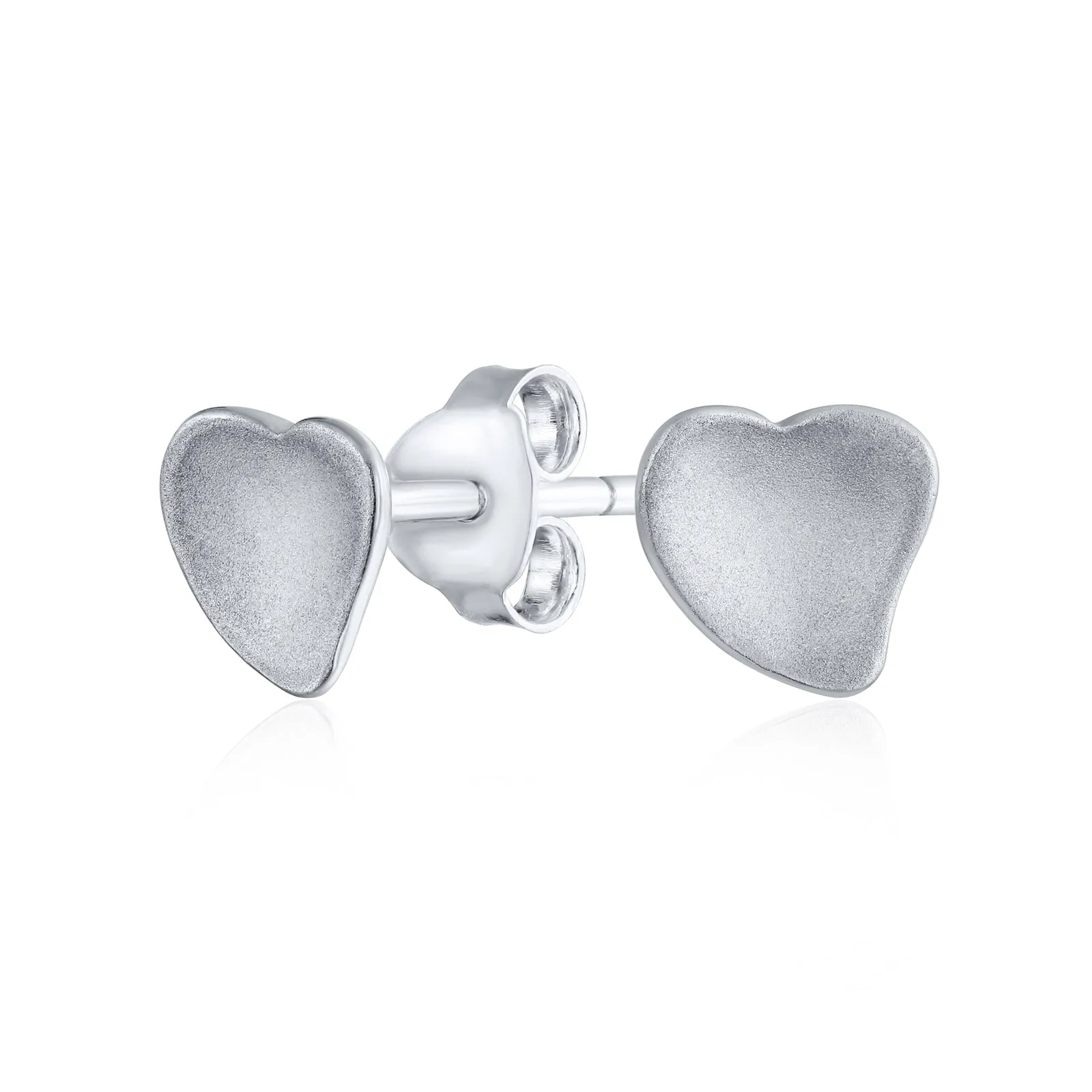 Minimalist Heart Shaped Stud Earrings in Polished Sterling Silver for Girlfriend
