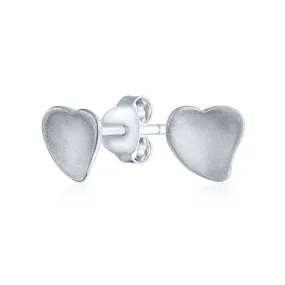 Minimalist Heart Shaped Stud Earrings in Polished Sterling Silver for Girlfriend