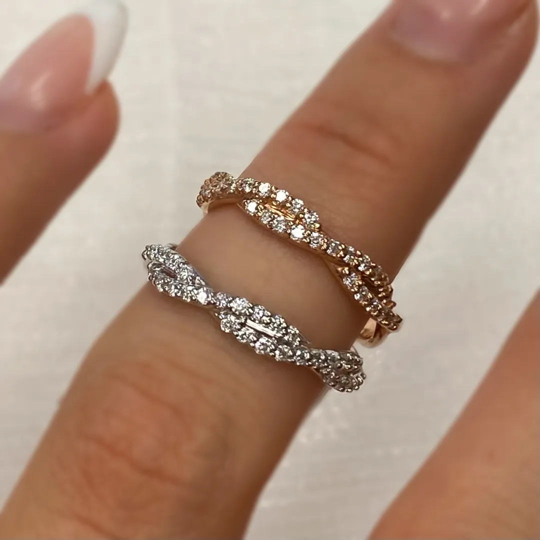 Modern Twisted Diamond Wedding Band