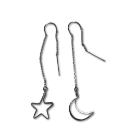 Moon & Star Threader Earrings