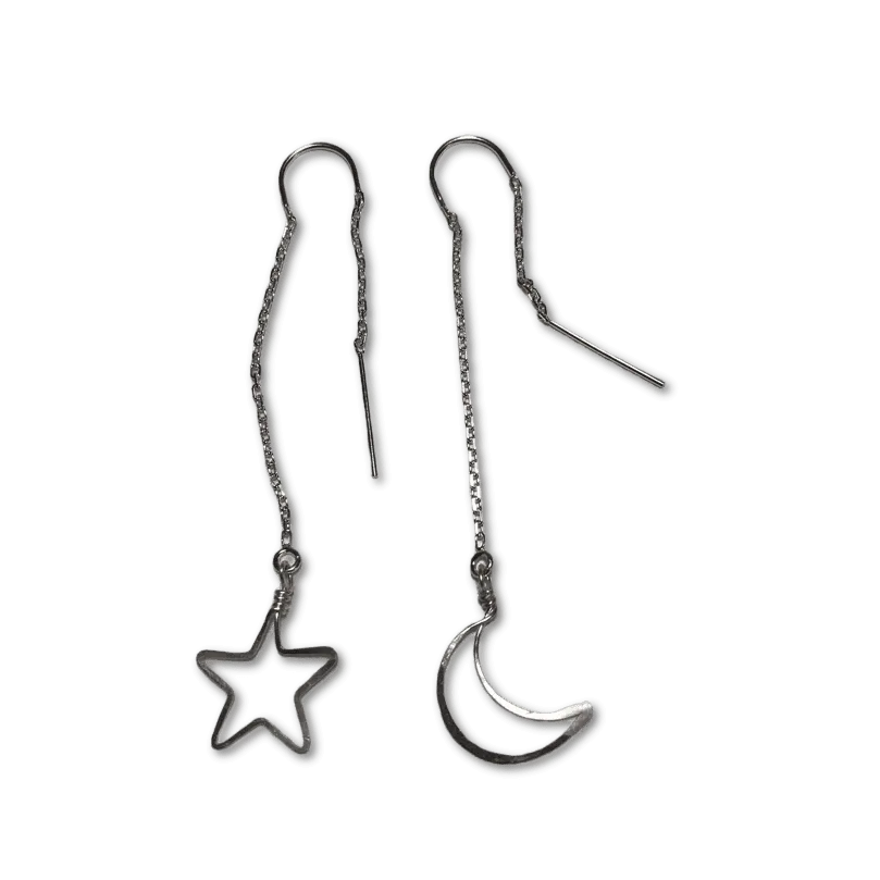 Moon & Star Threader Earrings