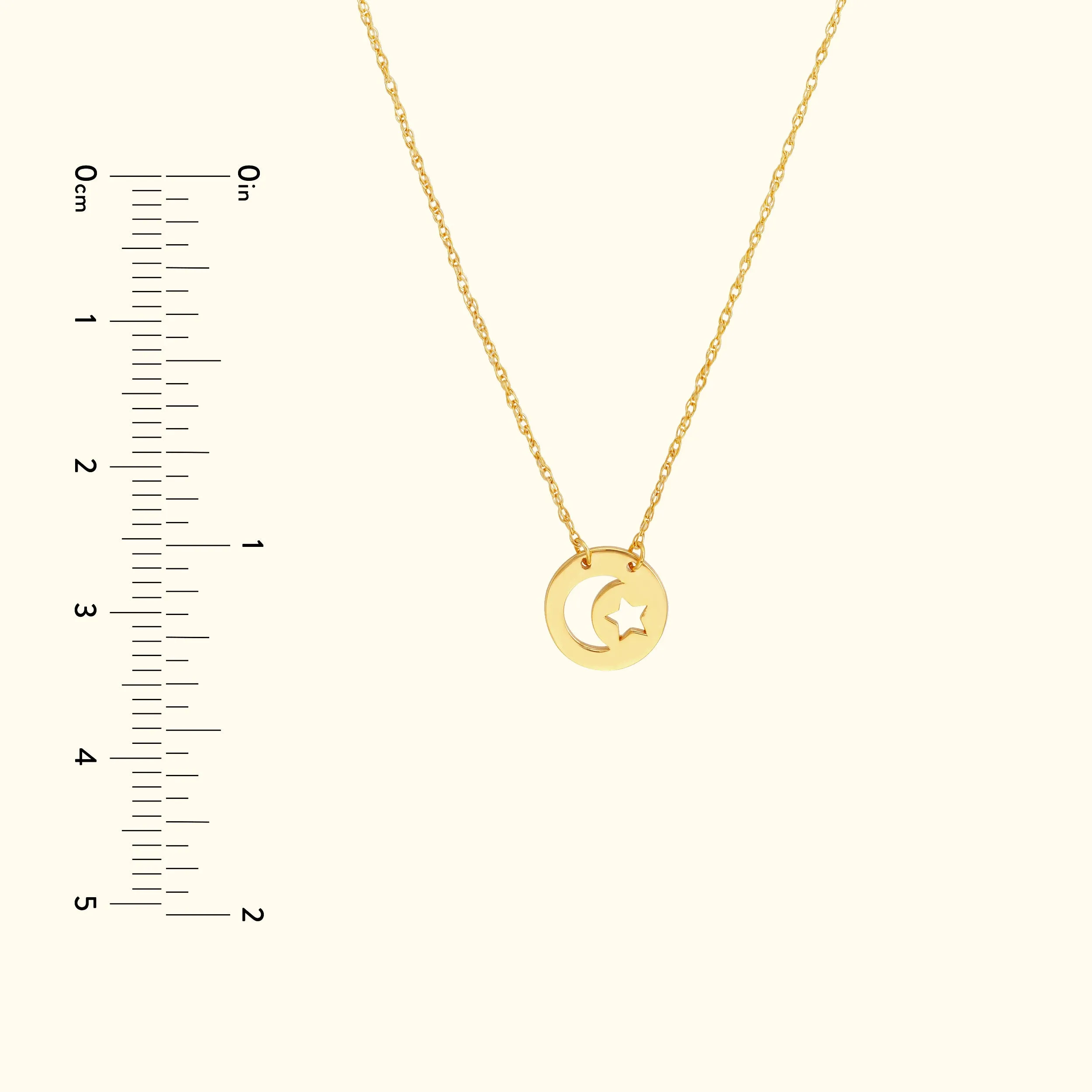 Moon and Star Mini Disc Necklace