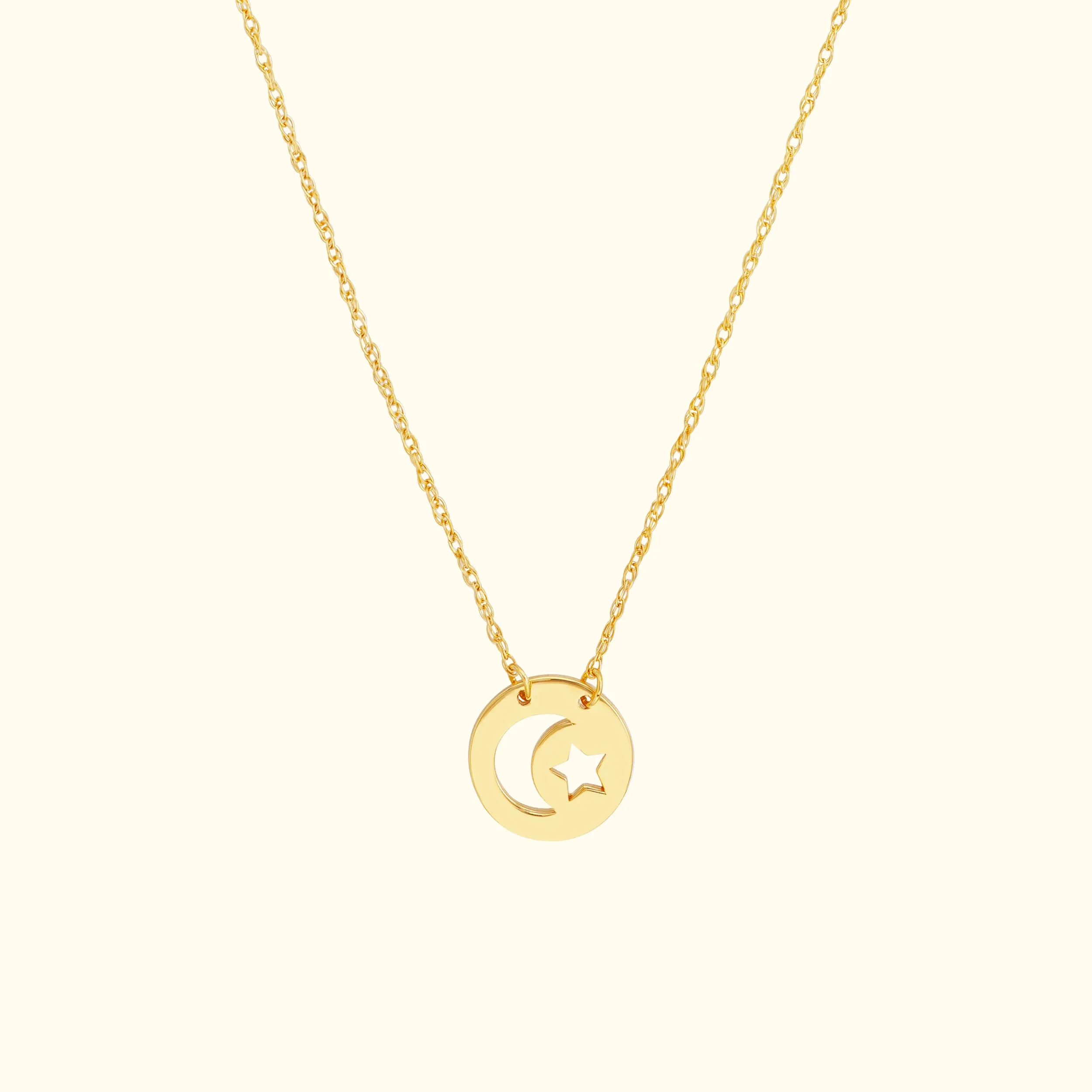 Moon and Star Mini Disc Necklace