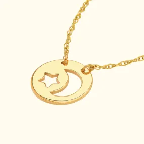 Moon and Star Mini Disc Necklace