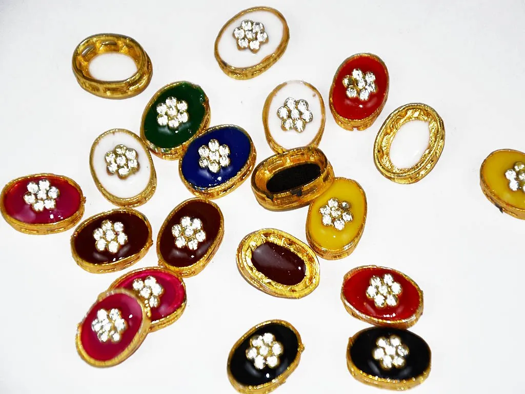 Multicolour Assorted Designer Oval Kundan Beads
