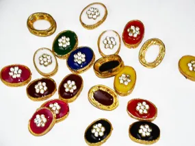 Multicolour Assorted Designer Oval Kundan Beads