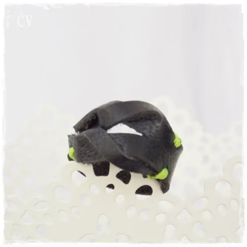 Navy Blue Leather Ring