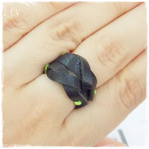 Navy Blue Leather Ring