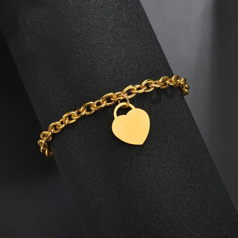 No-tarnish Medical Grade Titanium Smooth Engraved Bracelet