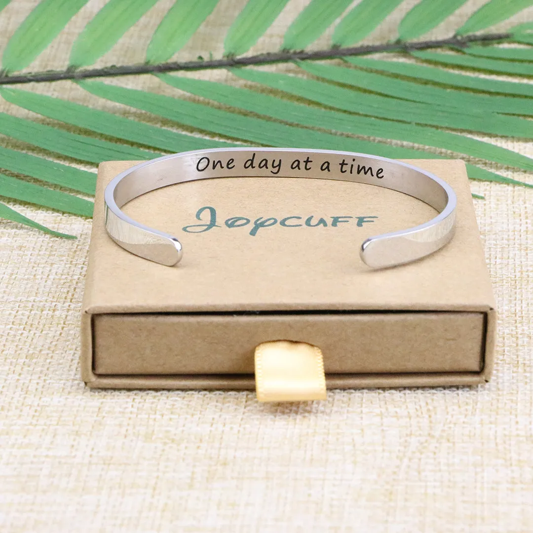 Once Day At A Time Inspirational Mantra Cuff
