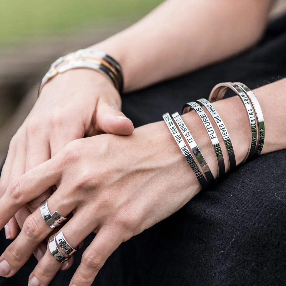 Once Day At A Time Inspirational Mantra Cuff